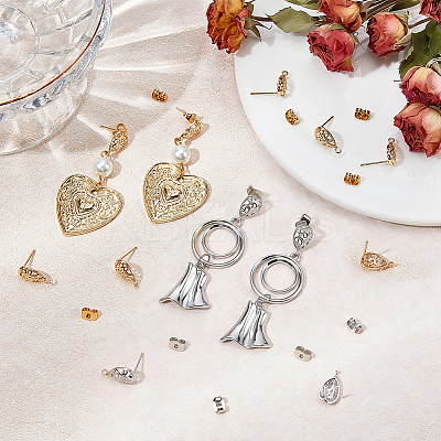20PCS Brass Stud Earring Findings KK-BBC0027-89B-1