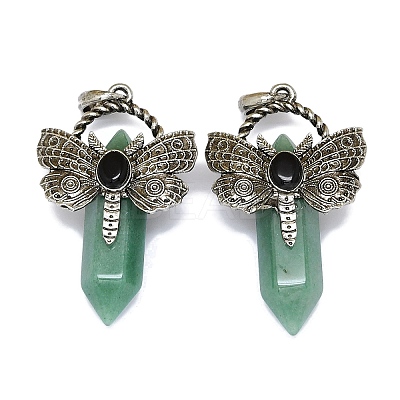 Natural Green Aventurine Faceted Pointed Bullet Big Pendants G-Q165-01AS-06-1