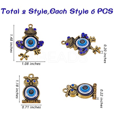 12Pcs 2 Style Alloy Pendants FIND-SZ0002-51-1