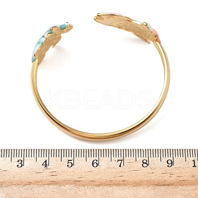 Ocean 304 Stainless Steel Enamel Cuff Bangles for Women BJEW-F518-02H-G-1