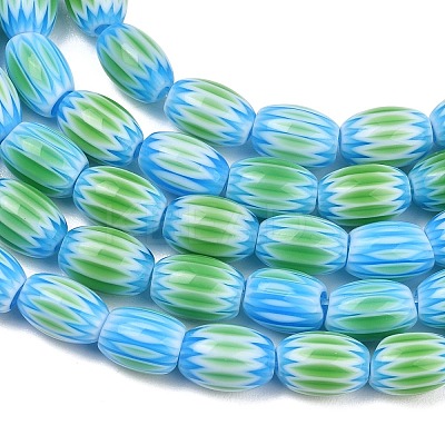 Handmade Millefiori Glass Oval Bead Strands LK-Z001-01B-03-1
