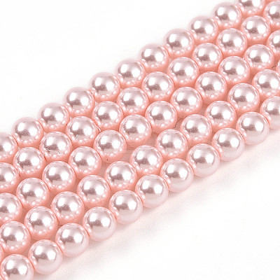 Baking Paint Pearlized Glass Pearl Bead Strands X-HY-N002-4mm-A10-1