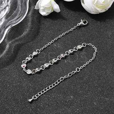 Brass Micro Pave Cubic Zirconia Link Bracelets BJEW-H639-10P-1