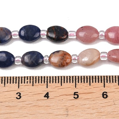 Cherry Quartz Glass & Natural Red Jasper & Sodalite & Green Strawberry Quartz & Rhodonite Beads Strands G-Z135-A06-1