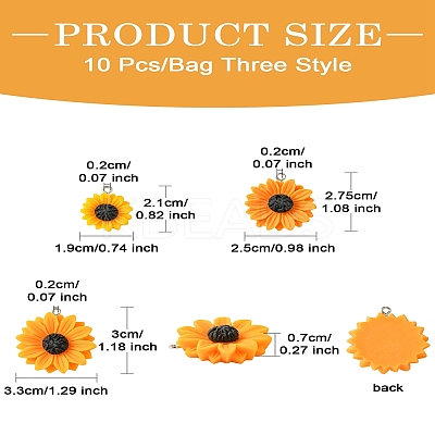 10Pcs 3 Styles Opaque Resin Pendants RESI-YW0001-60-1