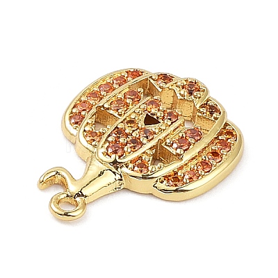 Rack Plating Brass Orange Cubic Zirconia Pendants KK-D031-03G-1