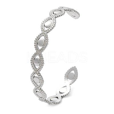 Non-Tarnish 304 Stainless Steel Hollow Horse Eye Cuff Bangle for Women BJEW-D061-05P-1