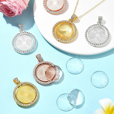 DIY Blank Dome Alloy Crystal Rhinestone Pendant Making Kits DIY-YW0009-87-1