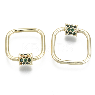 Brass Micro Pave Cubic Zirconia Screw Carabiner Lock Charms KK-R136-064B-NF-1