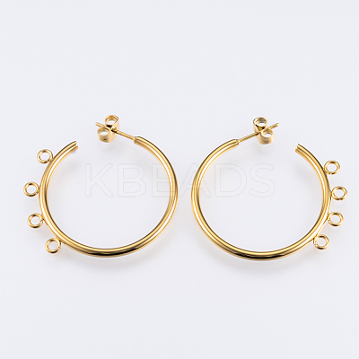 Ion Plating(IP) 304 Stainless Steel Stud Earring Findings X-STAS-Q231-02G-1