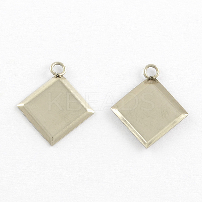 Tarnish Resistant Stainless Steel Pendant Cabochon Settings STAS-Q168-12-1