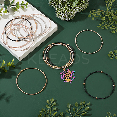 18Pcs 6 Colors Stainless Steel Satellite Chains Stretch Bracelets Set for Women BJEW-BC0001-27-1