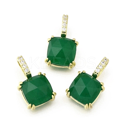 Dyed Natural Green Jade Faceted Pendants KK-U072-35G-02-1
