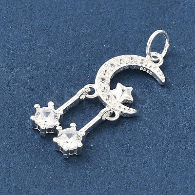 925 Sterling Silver Pave Clear Cubic Zirconia Pendants STER-G049-01A-S-1