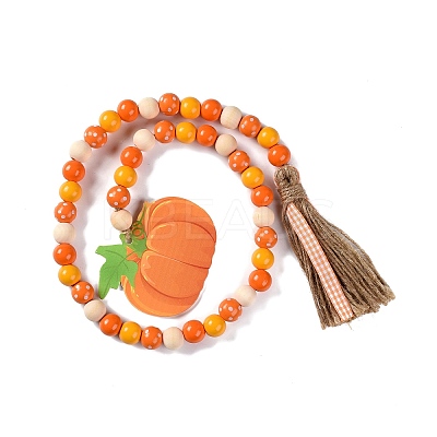 Thanksgiving Day Theme Wooden Beaded Pendant Decorations HJEW-K036-01A-1