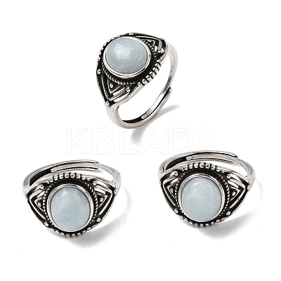 Natural Aquamarine Finger Rings RJEW-A084-06AS-06-1