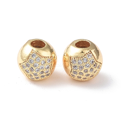 Brass Micro Pave Cubic Zirconia Beads KK-I702-19A-G-1