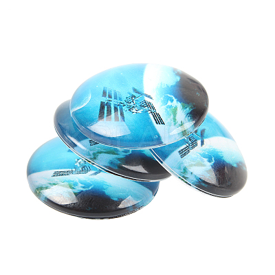Starry Sky Printed Glass Half Round/Dome Cabochons GGLA-N004-12mm-D-1