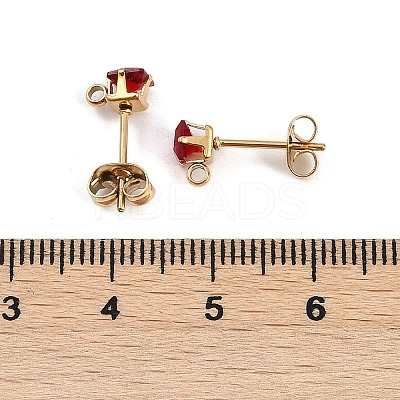 Ion Plating(IP) 304 Stainless Steel Cubic Zirconia Stud Earring Findings STAS-P373-06A-1