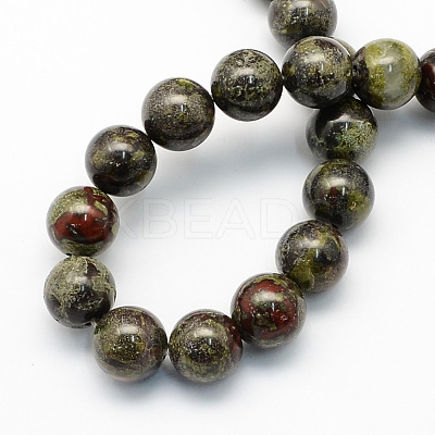 Round Natural Dragon Blood Jasper Beads Strands X-G-S173-6mm-1