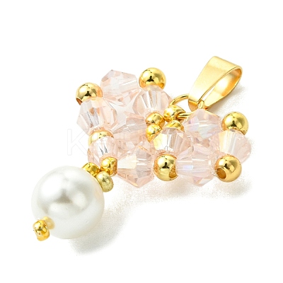 Shell Pearl Beads Glass Pendants PALLOY-MZ00432-01-1
