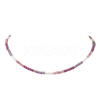 3.5MM Faceted Round Natural Amethyst & Rhodonite and Potato Natural Pearl Beaded Necklaces with 304 Stainless Steel End Chains NJEW-JN05974-02-1
