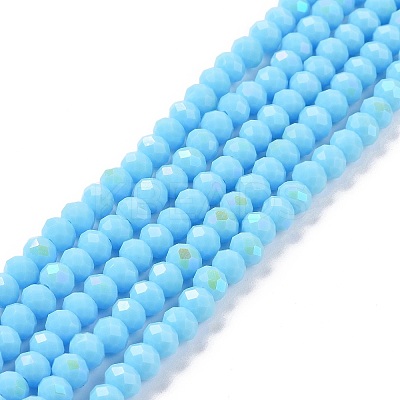 Electroplate Opaque Solid Color Glass Beads Strands EGLA-A034-P6mm-L11-1
