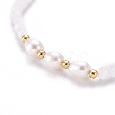 Faceted Glass Beaded Stretch Bracelets BJEW-JB05486-02-1
