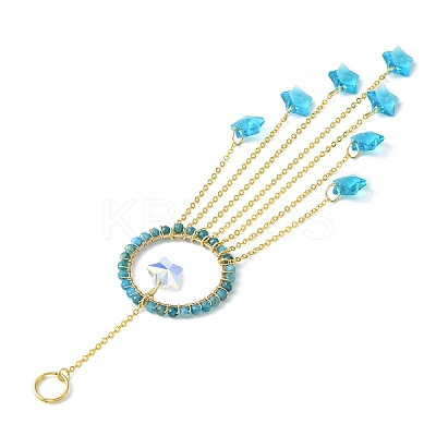 Glass Star Pendant Decorations HJEW-JM01113-04-1