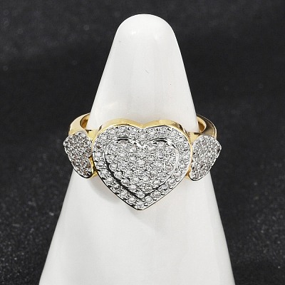 Brass Micro Pave Cubic Zirconia Open Cuff Ring for Women RJEW-F177-03GP-04-1