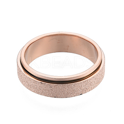 201 Stainless Steel Sand Blast Rotating Finger Ring RJEW-N043-06RG-1