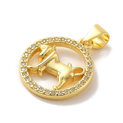 Zodiac Theme Brass Micro Pave Cubic Zirconia Pendants KK-M273-05G-G-1