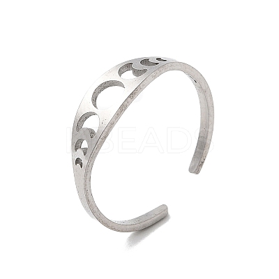 Adjustable 304 Stainless Steel Cuff Rings for Women LS-RJEW-F199-01P-1