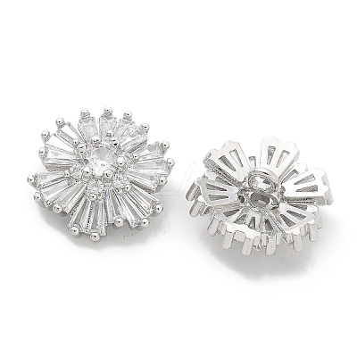 Rack Plating Brass Micro Pave Clear Cubic Zirconia Buttons KK-K293-14P-1