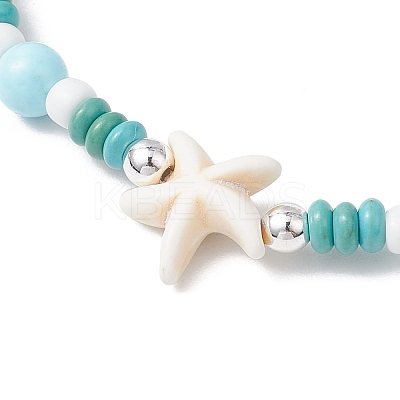 Synthetic Turquoise & Porcelain & Dyed Natural Howlite Beads Stretch Bracelets for Women BJEW-JB11793-02-1