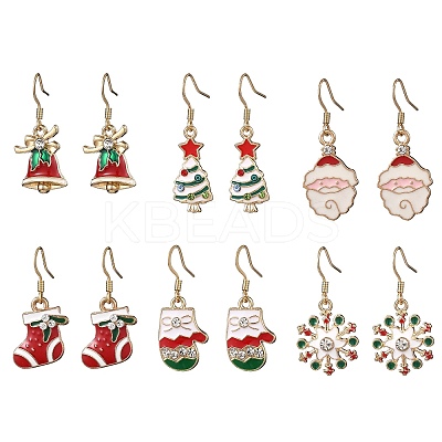 6 Pairs Alloy Enamel Dangle Earrings EJEW-JE06605-1