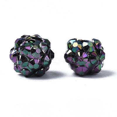 Chunky Resin Rhinestone Bubblegum Ball Beads RESI-M019-10mm-M-01-1