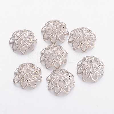Platinum Brass Filigree Flower Bead Caps X-EC1166-1