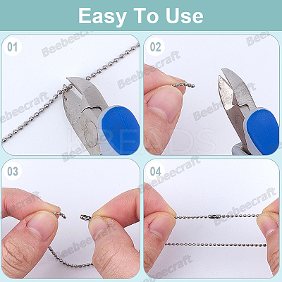 100Pcs 304 Stainless Steel Ball Chain Connectors STAS-BBC0006-72-1