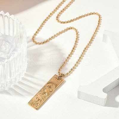 304 Stainless Steel Clear Cubic Zirconia Rectangle Constellation Pendant Necklaces for Women Men NJEW-S435-01G-A-1