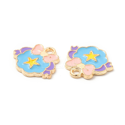Light Gold Plated Alloy Pendants ENAM-T016-37LG-1