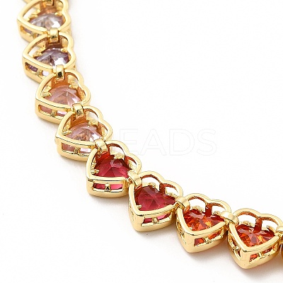 Colorful Cubic Zirconia Heart Pendant Necklace NJEW-E074-03G-1