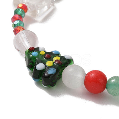Christmas Tree & Snowman & Mushroom Stretch Bracelet BJEW-TA00257-1