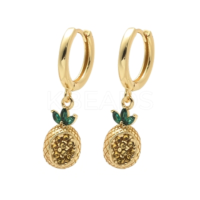 Brass Cubic Zirconia Hoop Earrings EJEW-Q015-02G-A-1
