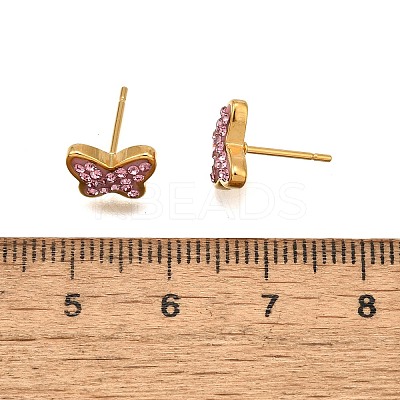 12 Pairs 304 Stainless Steel Rhinestone Stud Earrings EJEW-B135-01G-02-1