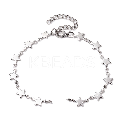 304 Stainless Steel Star Link Chain Bracelet Makings for Women AJEW-TA00028-1