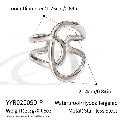 Adjustable 304 Stainless Steel Open Cuff Rings for Women LS-SZ1207-2-1