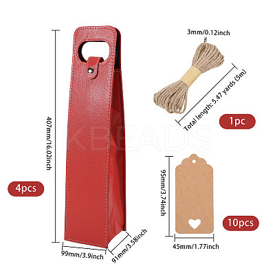 4Pcs PU Leather Single Wine Bottle Tote Carrier Bags CON-CA0001-028C-1