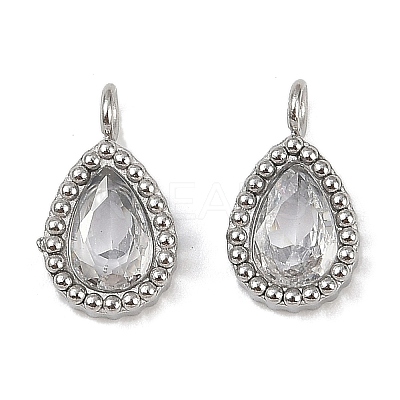 304 Stainless Steel Micro Pave Cubic Zirconia Charms STAS-K302-01C-P-1