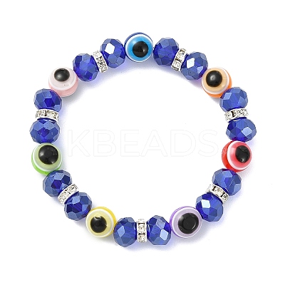 Resin and Glass and Brass Beaded Stretch Bracelets for Children BJEW-JB14017-1